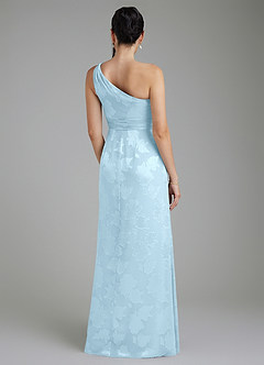Azazie Apryl Bridesmaid Dresses Sky Blue A-Line One Shoulder Floral Jacquard Burnout Dress image9