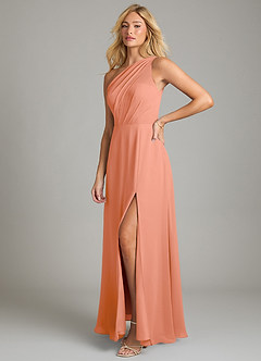 Azazie Phaedra Bridesmaid Dresses Sunset A-Line One Shoulder Chiffon Dress image5