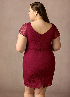 Azazie Lucilia Final Sale Black Sheath Lace Dress image11