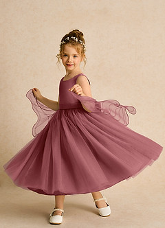 Azazie Pear vestidos de niña de las flores Vestido de Amatista de Tul de Princesa con Lazo image2