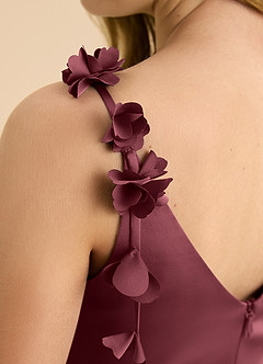 Azazie Gumdrop Junior Robe Empire en Satin extensible Plissée Merlot image8