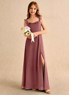 Azazie Chip Girls Formal Flower Girl Dresses Amethyst A-Line Sleeveless Chiffon Dress image5