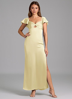 Azazie Demia Robes de demoiselle d'honneur Robe Fourreau en Satin extensible Encolure en Forme de Cœur Sorbet Citron image5