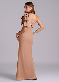 Azazie Yuanna Bridesmaid Dresses Champagne Rose Mermaid One Shoulder Chiffon Dress image6