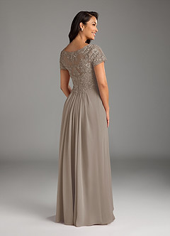 Azazie Dunja Abiti per la Madre della Sposa Abito A-Line in Chiffon con Scollo a V in Pizzo Taupe image4