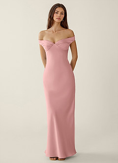 Gwendonme Powder Pink Satin Crystal Linen Prom Dress image4