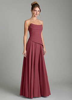 Azazie Gabriela Bridesmaid Dresses Merlot A-Line Corset Chiffon Dress image5