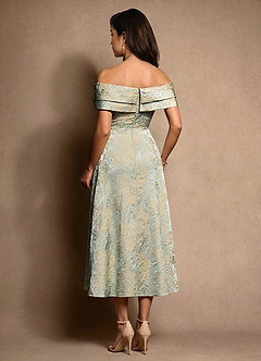 Azazie Brighton Klänningar till brudens mor Klä A-Line i Jacquard Plisserad Vintageblå image4