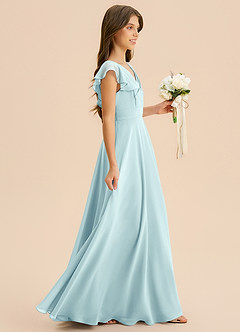 Azazie Anysa Junior Robe Trapèze en Mousseline de soie Rayé Verre De Mer image4