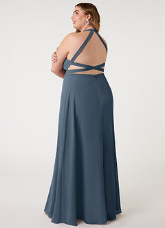 Azazie Clarice Bridesmaid Dresses Neptune A-Line Halter Chiffon Dress image12