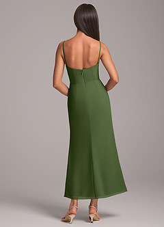 Azazie Saige Jurken voor bruidsmeisjes Converteerbaar Jurk van Chiffon met Kolom Off the Shoulder Olijf image8