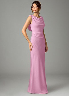 Azazie Kieryn Bridesmaid Dresses Candy Pink Mermaid Pleated Stretch Satin Dress image3