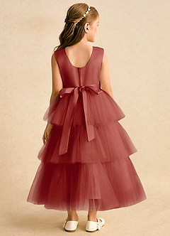 Azazie Marshmallow Blumenmädchenkleider Ballkleid Schleifen Tüll Kleid Terrakotta image2