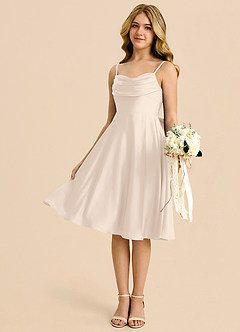 Azazie Bear Junior White Alabaster A-Line Sweetheart Neckline Stretch Satin Dress image4