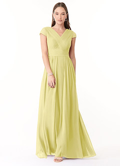 Azazie Organa Bridesmaid Dresses Lemon Sorbet A-Line Pleated Chiffon Dress image1