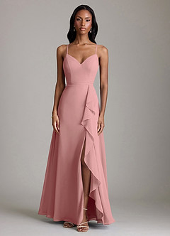 Azazie Naeem Bridesmaid Dresses Dusty Rose A-Line V-Neck Ruffle Chiffon Dress image3