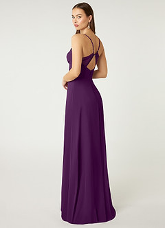 Azazie Minie Bridesmaid Dresses Grape A-Line Bow Chiffon Dress image5