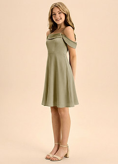 Azazie Anselie Junior Klä av A-Line i Stretch Satin Plisserad image4