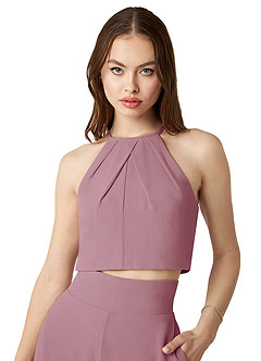 Azazie Kenzi Bridesmaid Dresses Vintage Mauve Pleated Chiffon Jumpsuit image5