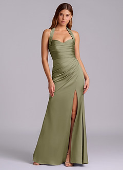 Azazie Destiny Bridesmaid Dresses Pistachio Mermaid Sweetheart Neckline Stretch Satin Dress image7