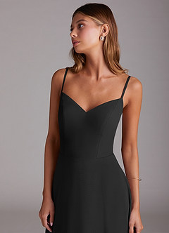 Azazie Marley Bridesmaid Dresses Black A-Line Off the Shoulder Chiffon Convertible Dress image2