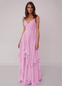Barbie ♥ Azazie Bridesmaid Dresses V-neck Chiffon Tiered A-line Dress image4