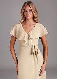 Azazie Lainey Bridesmaid Dresses Champagne A-Line with Pockets Chiffon Dress image6
