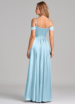 Azazie Raisa Brudtärnklänningar Klä av A-Linje i Stretch Satin Av axeln Himmelsblå image6