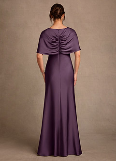 Azazie Dosia 신부의 어머니 드레스 쉬스 주름진 스트레치 새틴 플로어 길이 드레스 image3