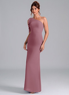 Azazie Rinna Bridesmaid Dresses Vintage Mauve Mermaid One Shoulder Chiffon Dress image3