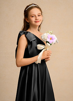 Azazie Guppy Girl Flower Girl Klänningar Klä A-Line i Matt satäng Ena axeln image6