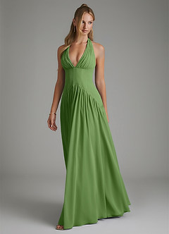 Azazie Alicia Bridesmaid Dresses Basil A-Line Pleated Chiffon Dress image4