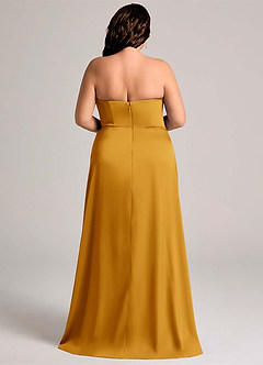 Azazie Wren Bridesmaid Dresses Butterscotch A-Line Strapless Stretch Satin Convertible Dress image9