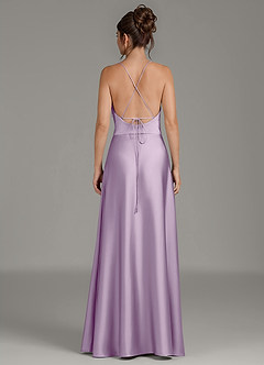 Azazie Eris Bridesmaid Dresses Frosted Lilac A-Line Pleated Stretch Satin Dress image6