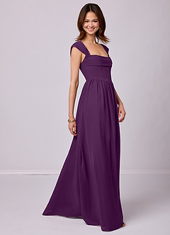 Barbie ♥ Azazie Bridesmaid Dresses Grape A-Line Corset Chiffon Dress image3