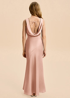 Azazie Rylina Junior Robe Sirène en Satin extensible Or Rose image2