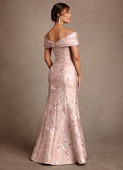 Azazie Adrian 신부의 어머니 드레스 쉬스 오프 더 숄더 플로럴 자카드 플로어 길이 드레스 image3