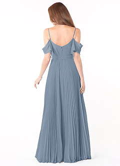 Azazie Lyney Bridesmaid Dresses Dusty Blue A-Line Off the Shoulder Chiffon Dress image2
