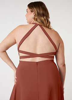 Azazie Clarice Bridesmaid Dresses Auburn A-Line Halter Chiffon Dress image10