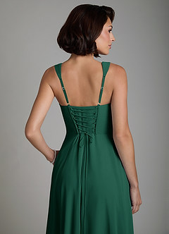 Azazie Azaria Bridesmaid Dresses Emerald A-Line Corset Chiffon Dress image2