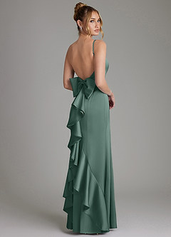 Azazie Zherra Bridesmaid Dresses Eucalyptus Mermaid Bow Stretch Satin Dress image1