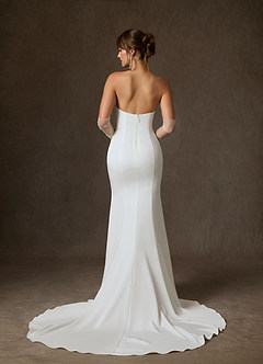 Azazie Colette Wedding Dresses Diamond White Fit and Flare Strapless Crepe Back Satin Dress image6