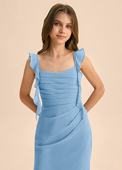 Azazie Jessamine Junior Vestido de Agave de Gasa de Corte Sirena con Escote de Corazón image7