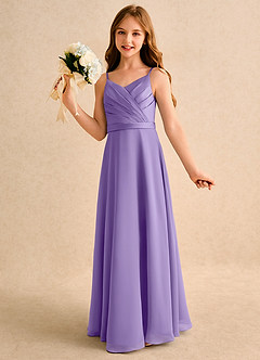 Azazie Umina Girls Formal Flower Girl Dresses Tahiti A-Line Pleated Matte Satin Dress image3