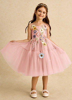 Azazie Osea Flower Girl Dresses Rosette Ball-Gown Pleated Tulle Dress image8