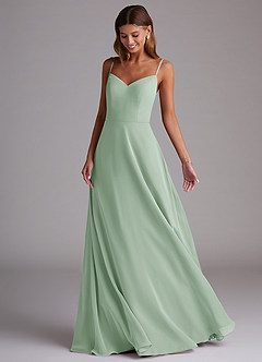Azazie Marley Bridesmaid Dresses Agave A-Line Off the Shoulder Chiffon Convertible Dress image5