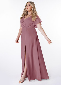 Azazie Rylee Bridesmaid Dresses Vintage Mauve A-Line Pleated Chiffon Dress image8