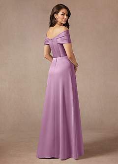 Azazie Amelia Mother of the Bride Dresses Wisteria A-Line Off the Shoulder Stretch Satin Dress image2