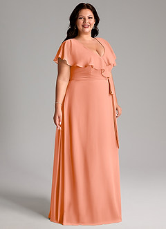 Azazie Lainey Bridesmaid Dresses Sunset A-Line with Pockets Chiffon Dress image4