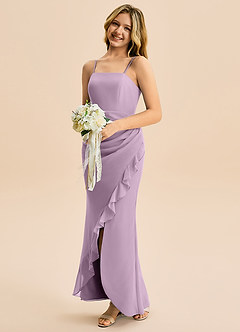 Azazie Buzzy Junior Robe Fourreau en Mousseline de soie Plissée Glycine image3